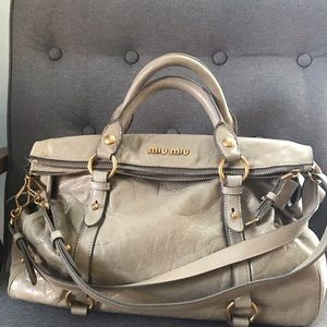 Miu Miu Vitello Lux Bow Satchel  Leather Bag